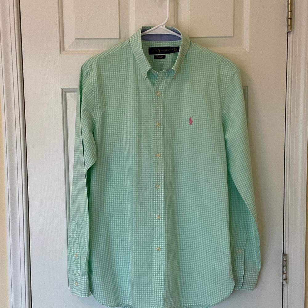 Ralph Lauren Mint Checkered Button Down Shirt